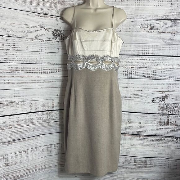 Etcetera Dress Womens size 10 sleeveless satin corset sequin sheath Midi party - Picture 1 of 7